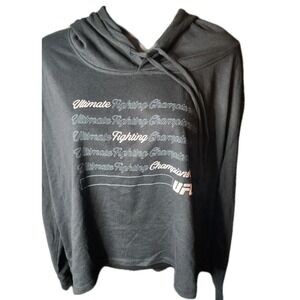 Reebok Women UFC Hoodie Crop Top L Black Ultimate Fighting Championship NWOT